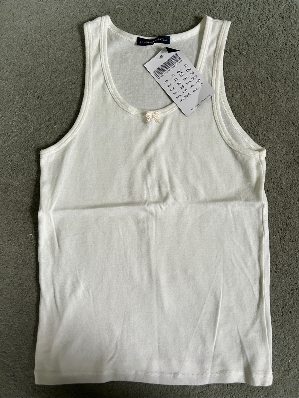Brandy Melville Cream  Tank with Tiny Bow